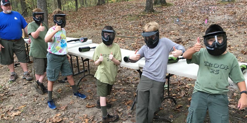 Troop 25 Scouts working together at a troop activity